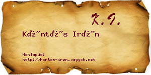 Köntös Irén névjegykártya